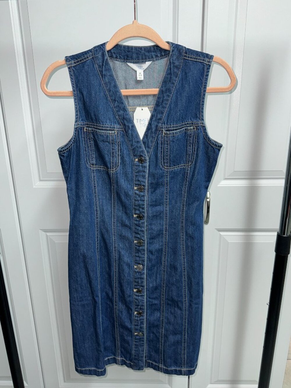 Time and Tru Women's Denim Button Front Mini Dress